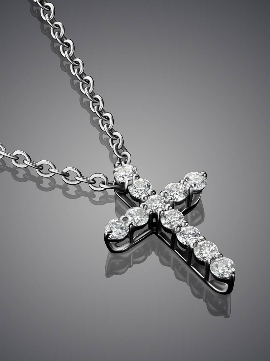 Beveled White Gold Cross Pendant Necklace- Triantos 14k Gold Cross Pen –  Triantos Crosses - 1971318 ONTARIO INC